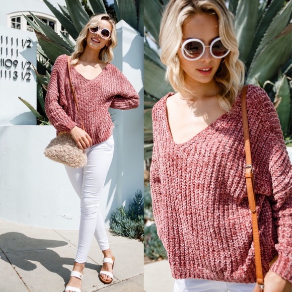 Rust Cozy Chenille Knitted Sweater - Picture 3 of 6